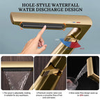 6.2" H Brass Single Hole Waterfall Bathroom Sink Faucet