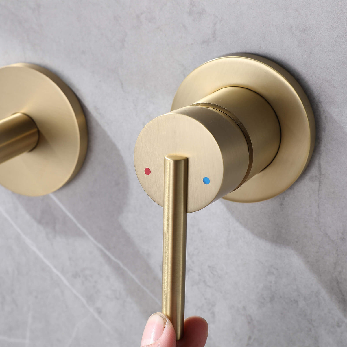 Wall-Mount Two Hole Bathroom Sink Faucet Brass Mixer with Angle Spout