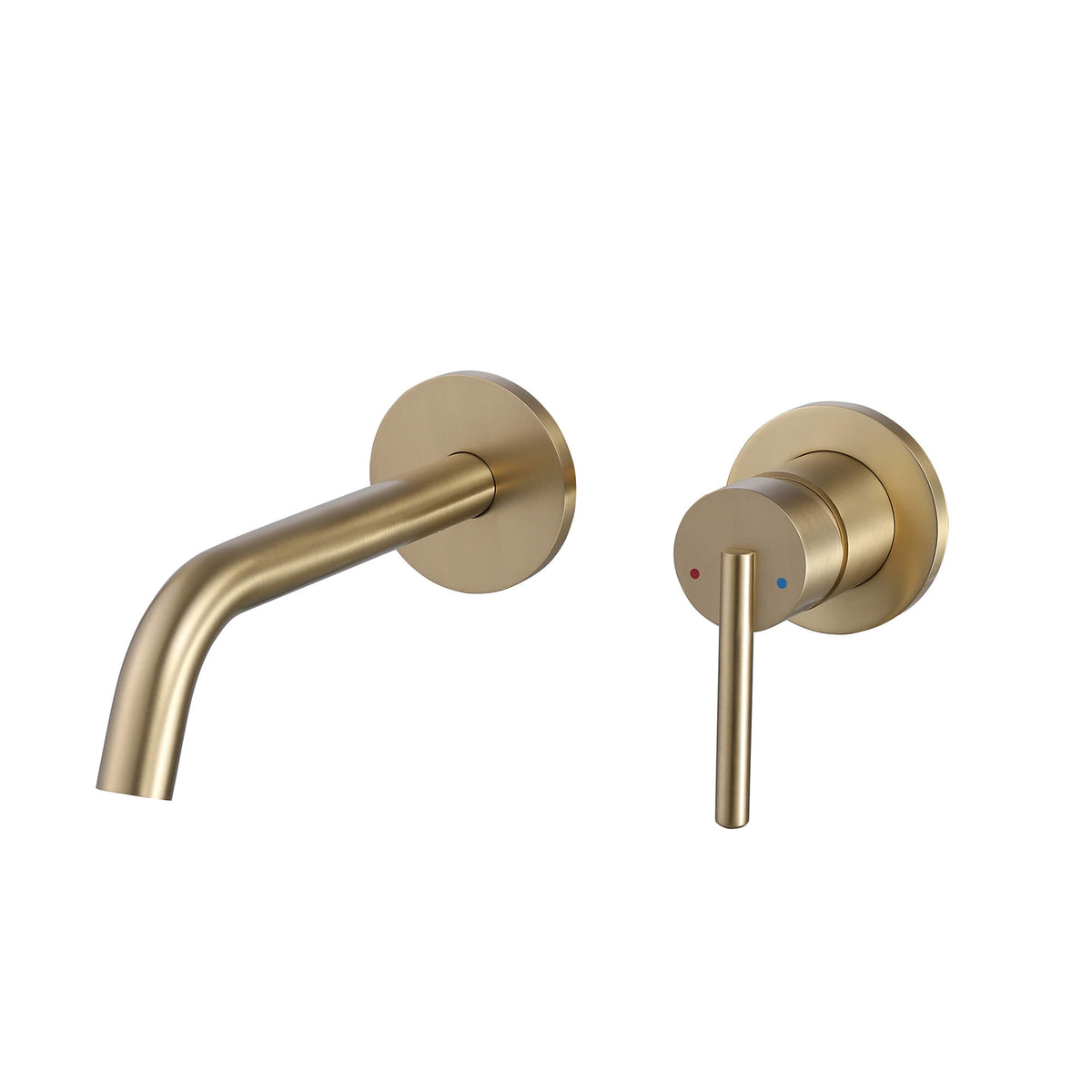 Wall-Mount Two Hole Bathroom Sink Faucet Brass Mixer with Angle Spout