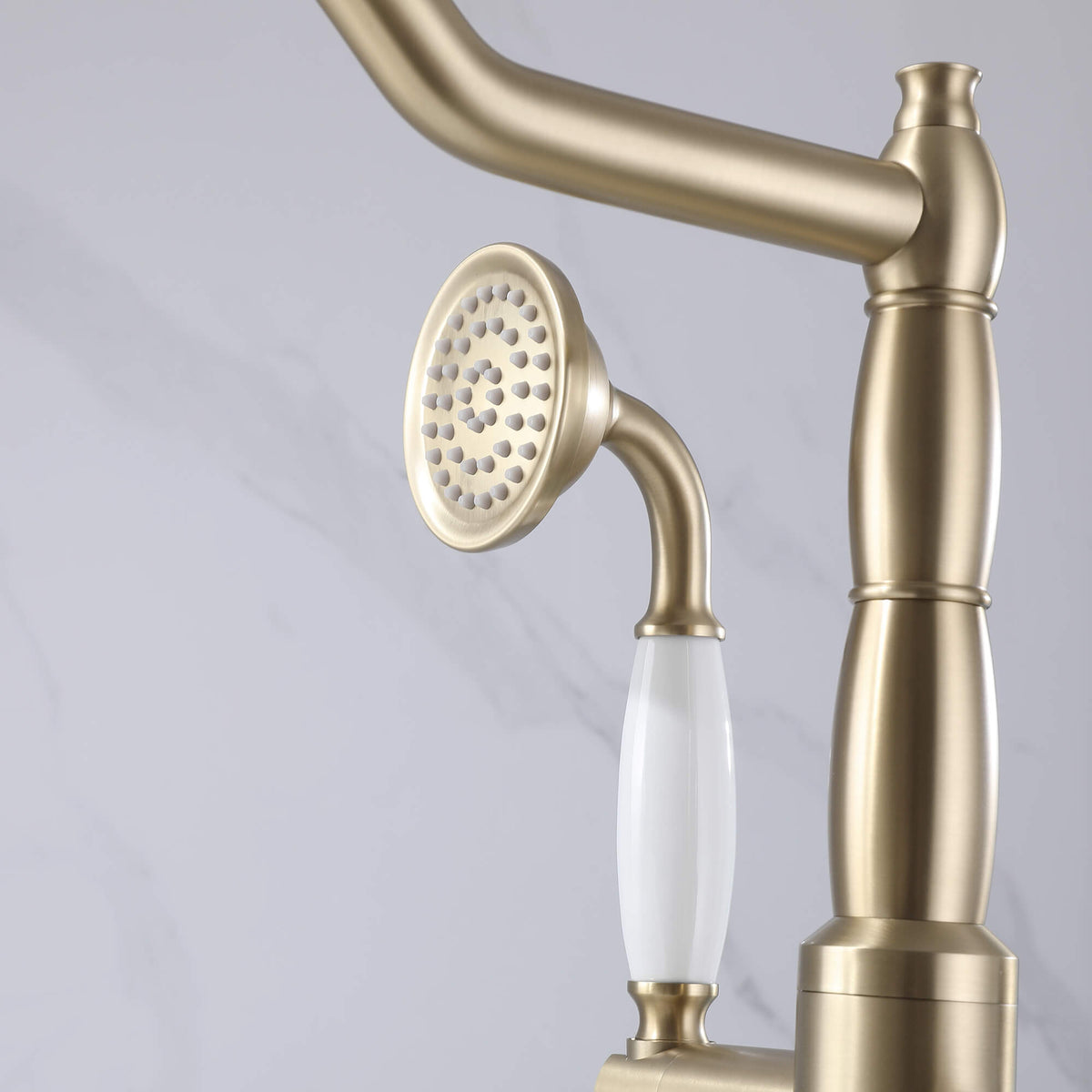 Classic Freestanding Tub Faucet with Hand Shower | 360° Swivel High-Flow Spout