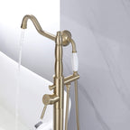Classic Freestanding Tub Faucet with Hand Shower | 360° Swivel High-Flow Spout