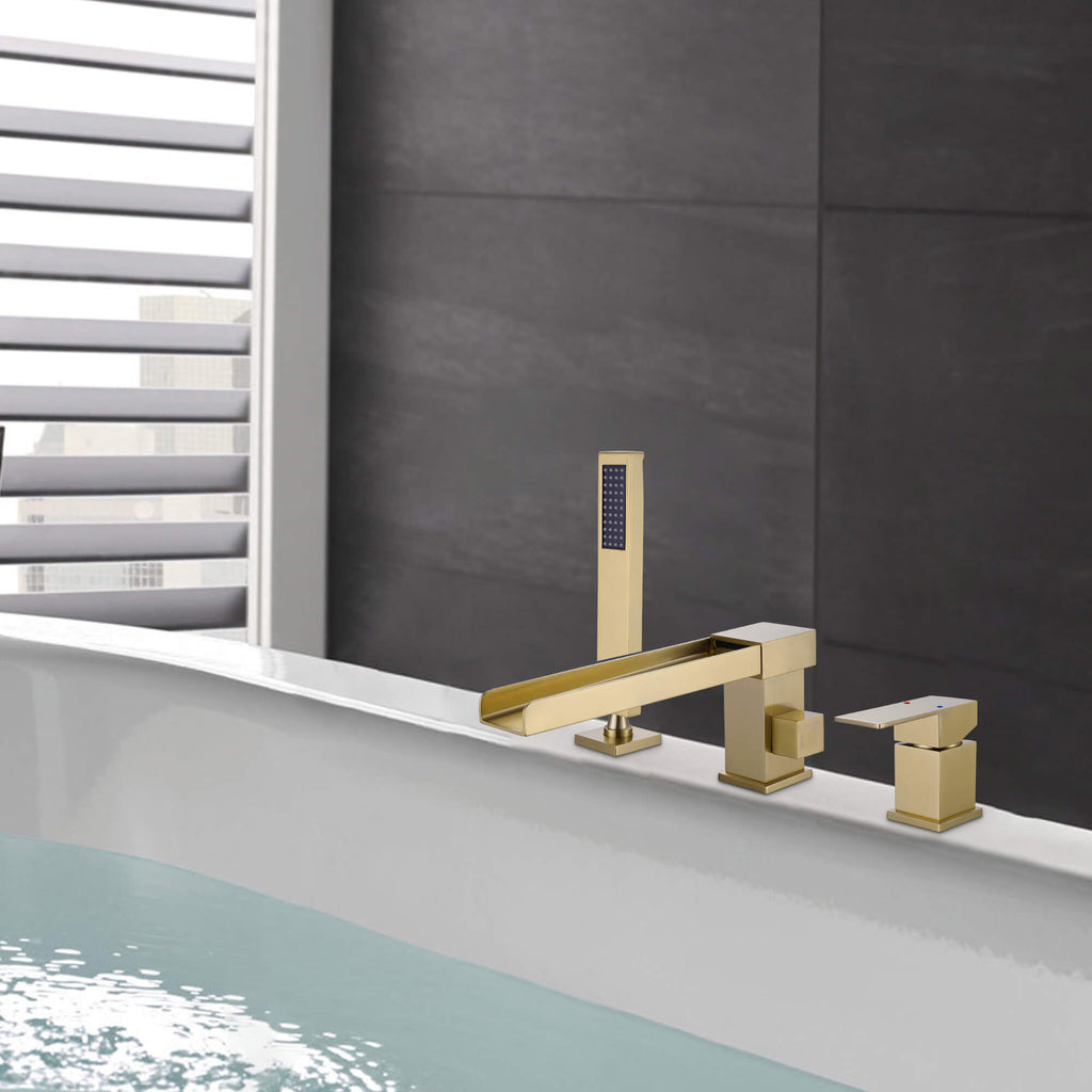 Waterfall Roman Tub Faucet with Hand Shower & 3.5 GPM Fast-Fill Spout