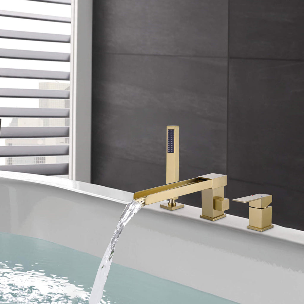 Waterfall Roman Tub Faucet with Hand Shower & 3.5 GPM Fast-Fill Spout