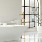 Industrial 3 Handles Freestanding Tub Faucet with Hand Shower | High-Flow 360° Swivel Spout