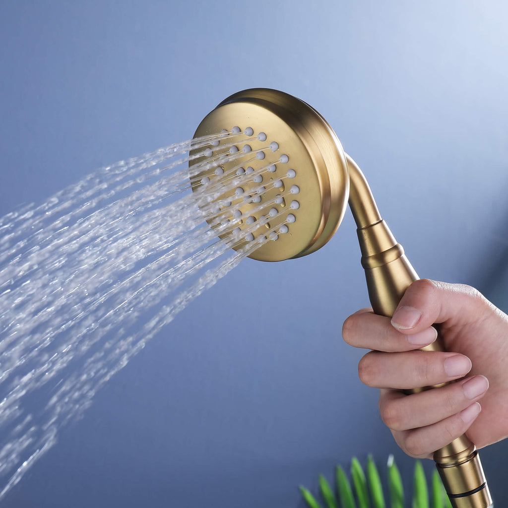Industrial 3 Handles Freestanding Tub Faucet with Hand Shower | High-Flow 360° Swivel Spout