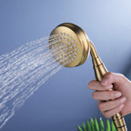 Industrial 3 Handles Freestanding Tub Faucet with Hand Shower | High-Flow 360° Swivel Spout