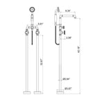 Industrial 3 Handles Freestanding Tub Faucet with Hand Shower | High-Flow 360° Swivel Spout