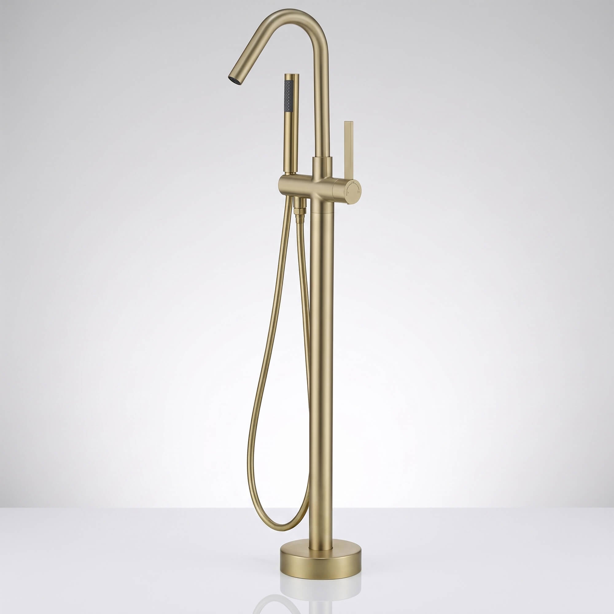 Freestanding Bathtub Faucet with 360° Swivel Spout and Handheld Sprayer