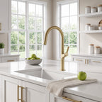 70.8 In High-Arc Brass Single-Hole Pull-Out Kitchen Faucet with Dual-Function Sprayer
