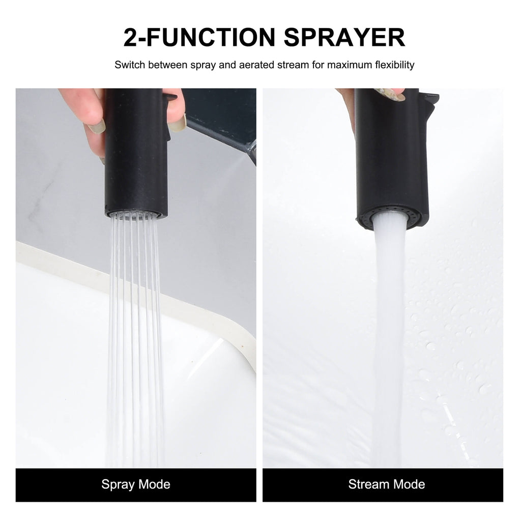 70.8 In High-Arc Brass Single-Hole Pull-Out Kitchen Faucet with Dual-Function Sprayer
