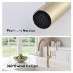 70.8 In High-Arc Brass Single-Hole Pull-Out Kitchen Faucet with Dual-Function Sprayer