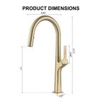 70.8 In High-Arc Brass Single-Hole Pull-Out Kitchen Faucet with Dual-Function Sprayer