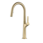 70.8 In High-Arc Brass Single-Hole Pull-Out Kitchen Faucet with Dual-Function Sprayer