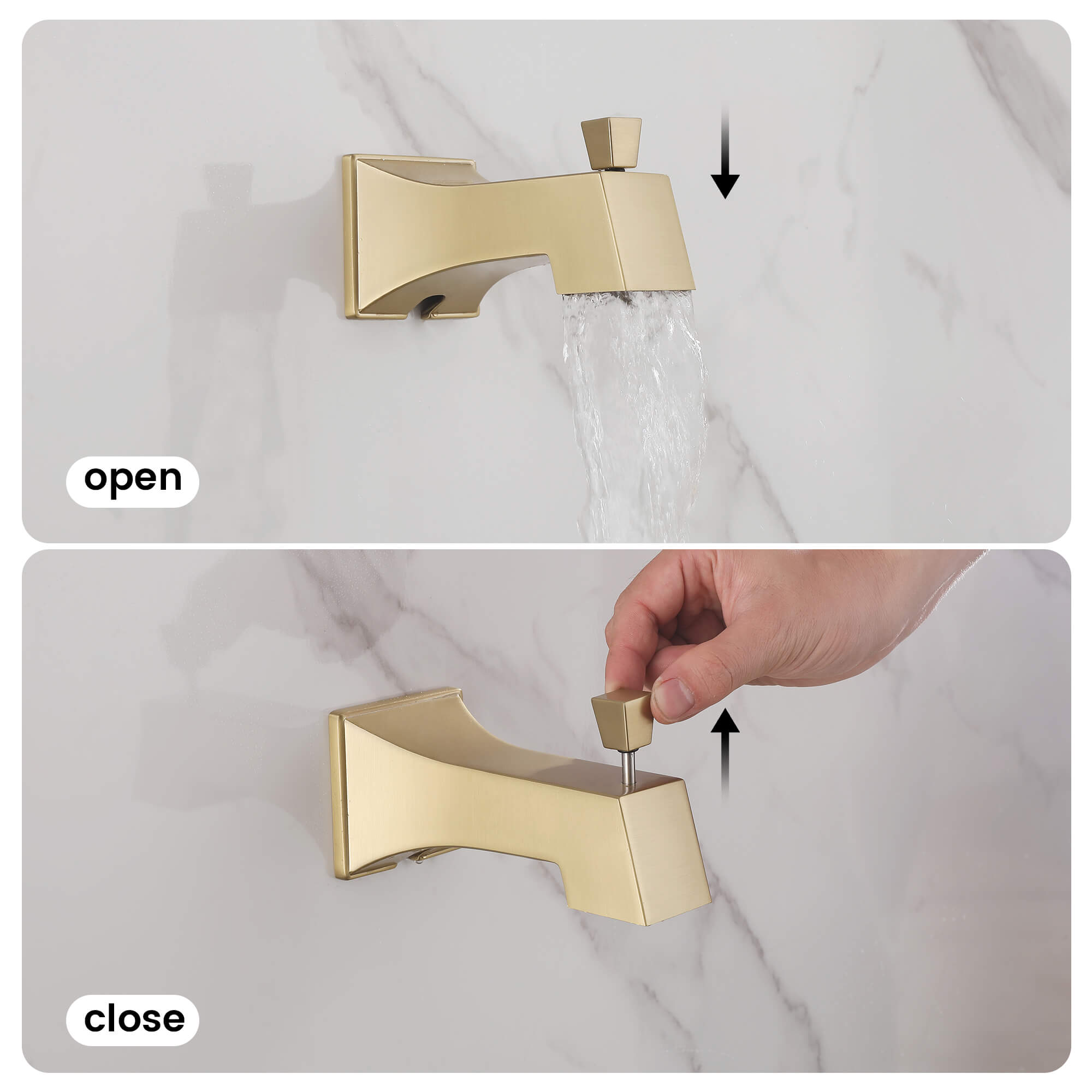 Minimalist 2-Function Shower System with High-Flow Tub Spout