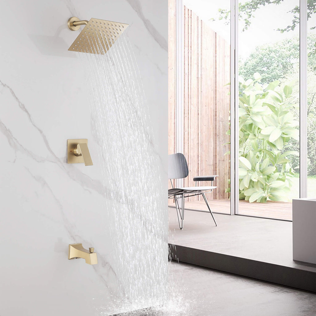 Minimalist 2-Function Shower System with High-Flow Tub Spout
