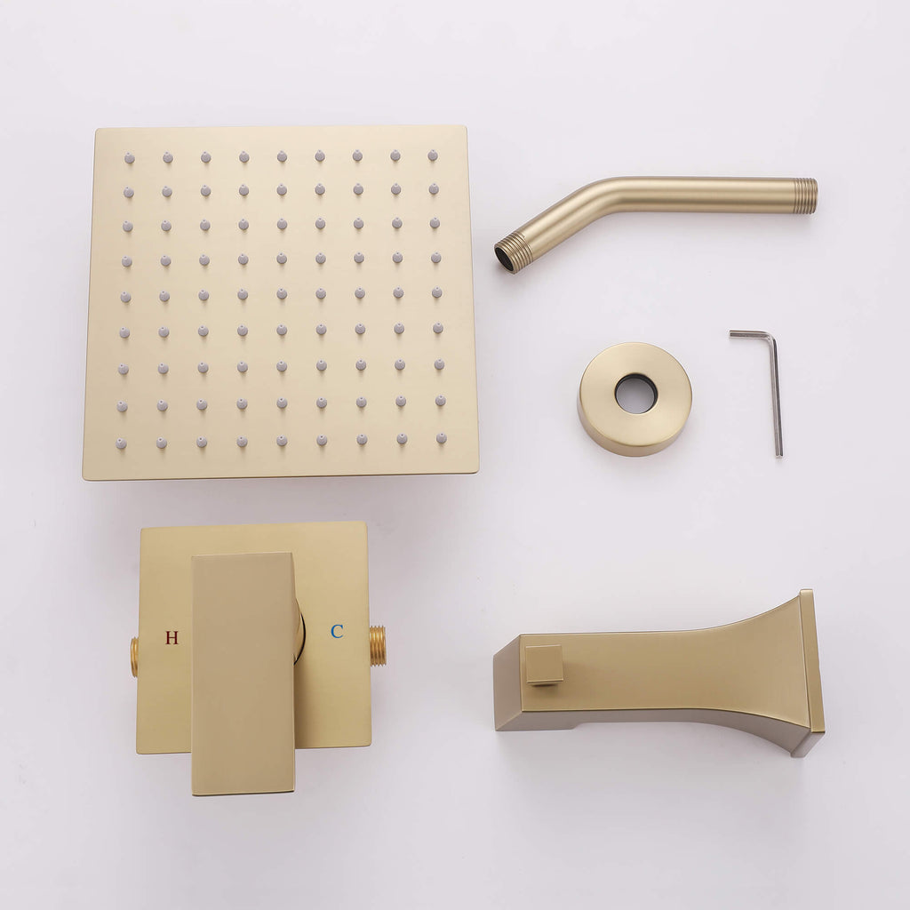 Minimalist 2-Function Shower System with High-Flow Tub Spout
