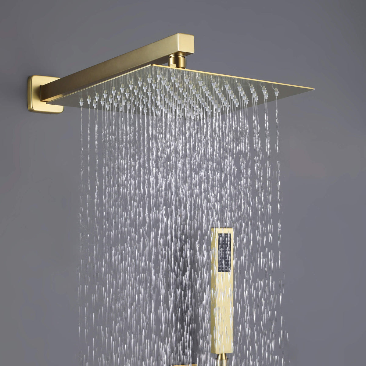 Minimalist Dual-Outlet Shower System with Ultra-Thin Square Rain Head and Linear Hand Shower