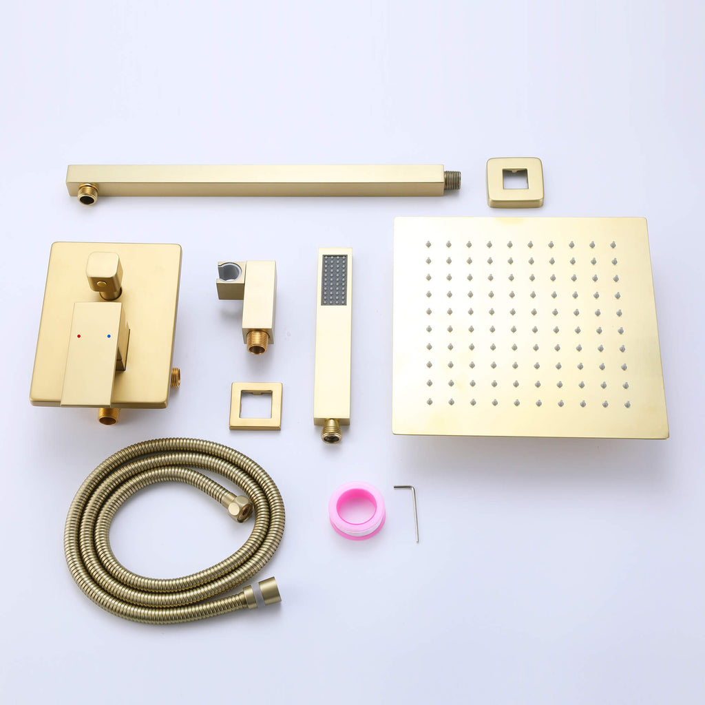Minimalist Dual-Outlet Shower System with Ultra-Thin Square Rain Head and Linear Hand Shower