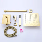 Minimalist Dual-Outlet Shower System with Ultra-Thin Square Rain Head and Linear Hand Shower