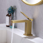 Minimalist Single-Handle Basin Faucet with Crisp Geometric Profiles