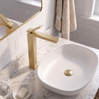 Minimalist Square Monolithic Single-Handle Tall Vessel Faucet