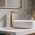 Minimalist Square Monolithic Single-Handle Tall Vessel Faucet