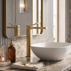 Minimalist Square Monolithic Single-Handle Tall Vessel Faucet