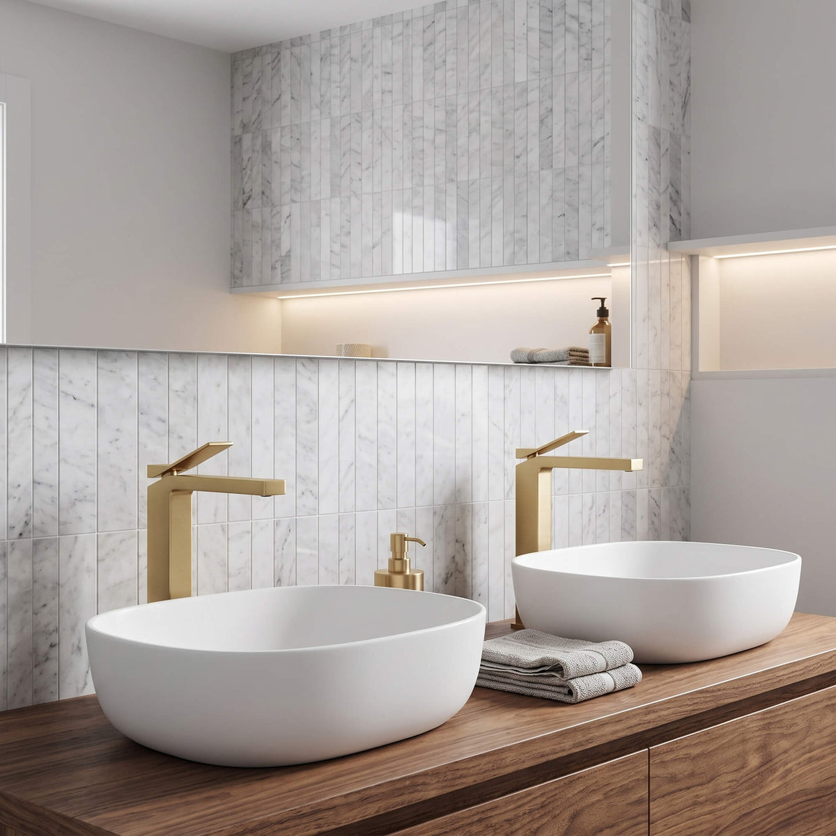 Minimalist Square Monolithic Single-Handle Tall Vessel Faucet