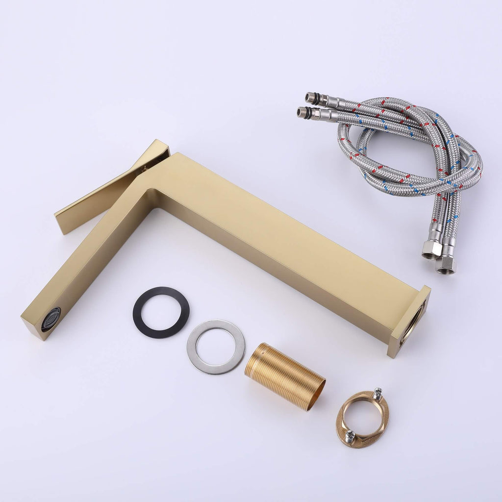 Minimalist Square Monolithic Single-Handle Tall Vessel Faucet