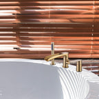 Modern Deck Mount Roman Tub Faucet with 360° Swivel Waterfall Spout & Hand Shower