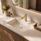 Geometric Single-Hole Bathroom Faucet with Removable Aerator