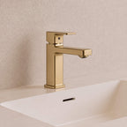 Geometric Single-Hole Bathroom Faucet with Removable Aerator