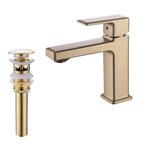 Geometric Single-Hole Bathroom Faucet with Removable Aerator