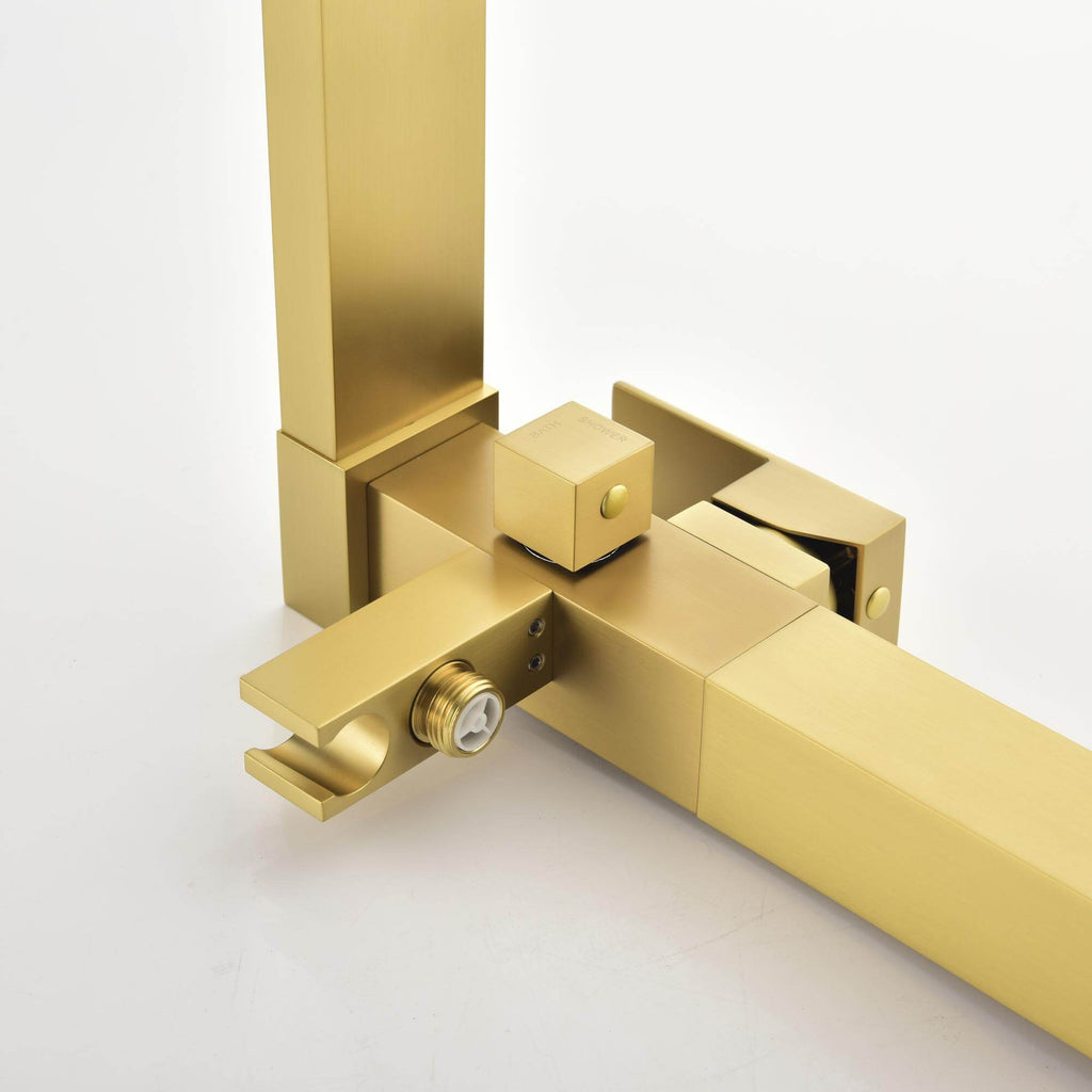 Cube Modern Solid Brass Freestanding Tub Filler Faucet with Hand Shower