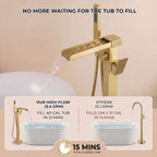 Fast-Filling Waterfall Freestanding Tub Faucet with Hand Shower