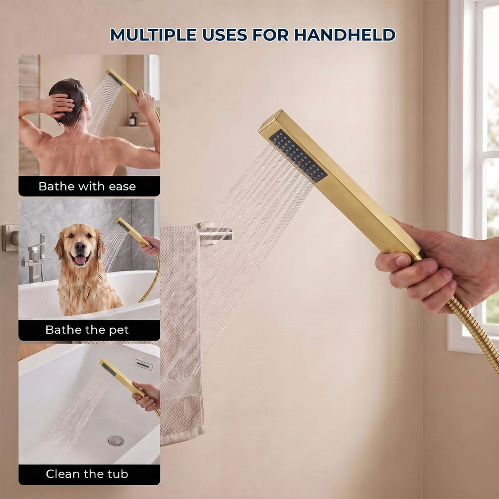 Fast-Filling Waterfall Freestanding Tub Faucet with Hand Shower