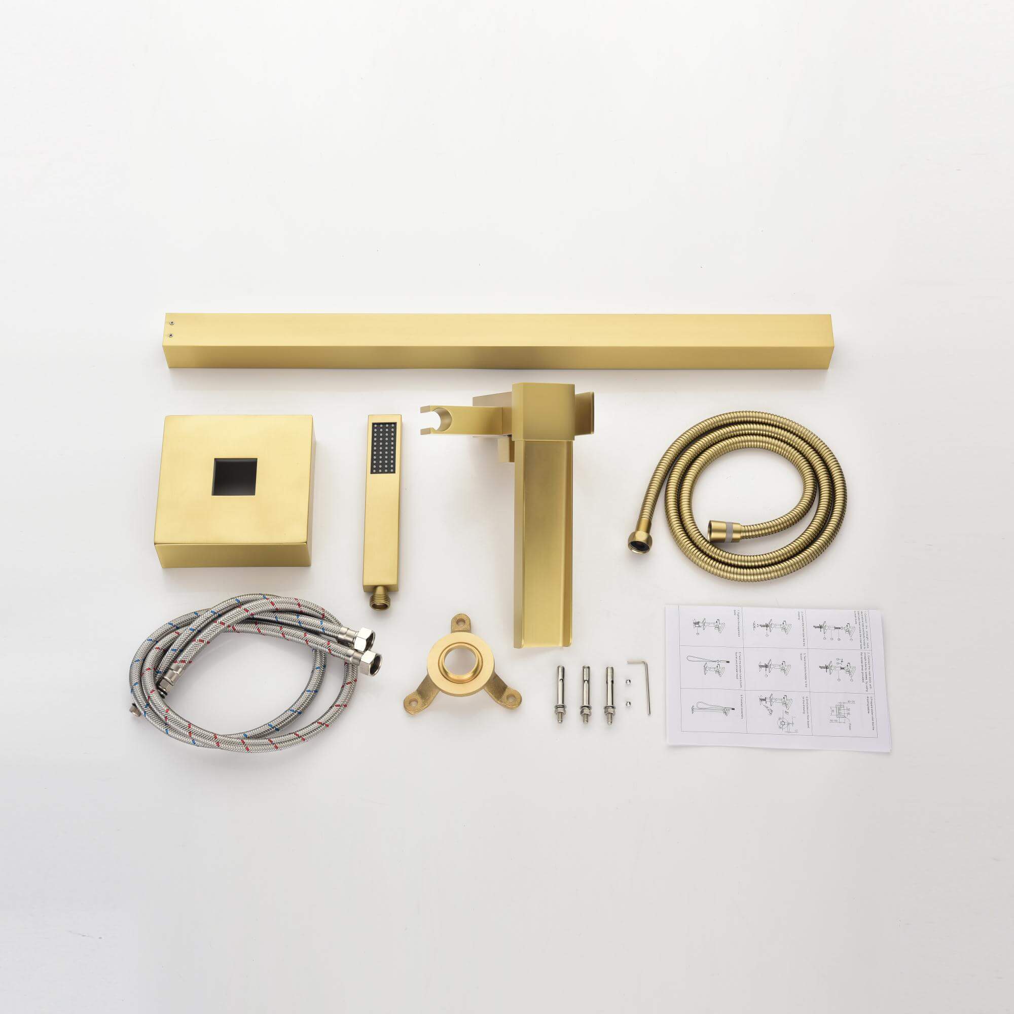 Cube Modern Solid Brass Freestanding Tub Filler Faucet with Hand Shower