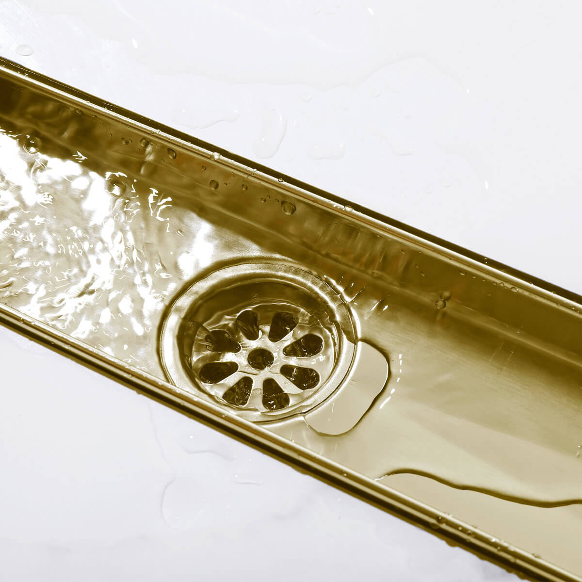 Modern Linear Grid Shower Drain with Removable Anti-Clog Hair Strainer Basket