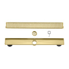 Modern Linear Grid Shower Drain with Removable Anti-Clog Hair Strainer Basket