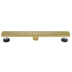 Modern Linear Grid Shower Drain with Removable Anti-Clog Hair Strainer Basket