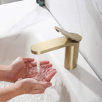Modern Minimalist High-Flow Basin Faucet with Rigid Flat Spout