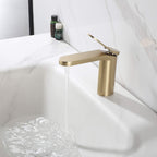 Modern Minimalist High-Flow Basin Faucet with Rigid Flat Spout