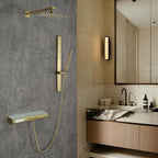 Multi-Functional Embedded Shower System Set with Piano Key Buttons and Integrated Storage Shelf