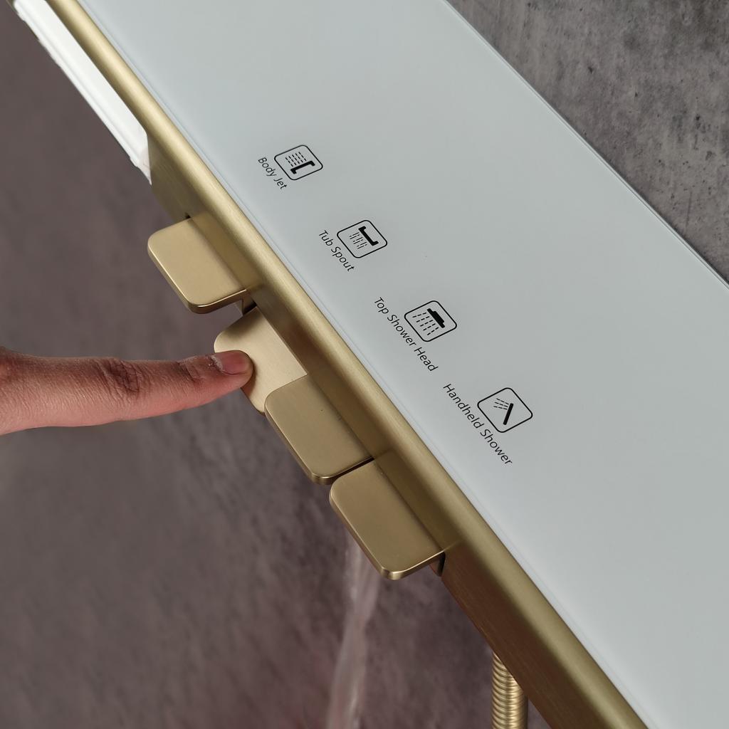 Multi-Functional Embedded Shower System Set with Piano Key Buttons and Integrated Storage Shelf