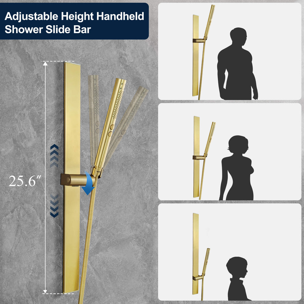 Multi-Functional Embedded Shower System Set with Piano Key Buttons and Integrated Storage Shelf