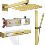 Multi-Functional Embedded Shower System Set with Piano Key Buttons and Integrated Storage Shelf