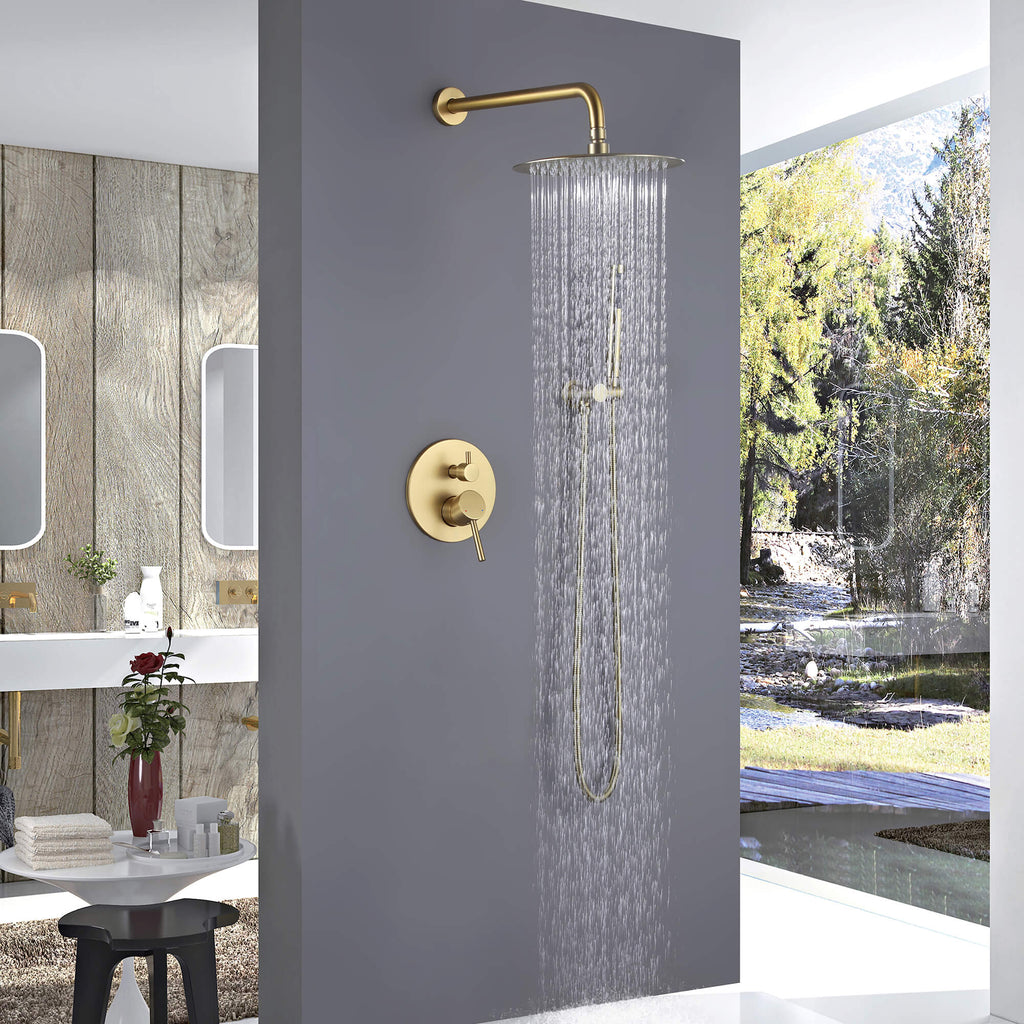 Minimalist  Pressure-Balanced Dual-Head Shower System with Swivel Rain Head