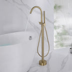 316 Stainless Steel Gooseneck Freestanding Tub Faucet with Thermostatic Control & High-Flow Spout