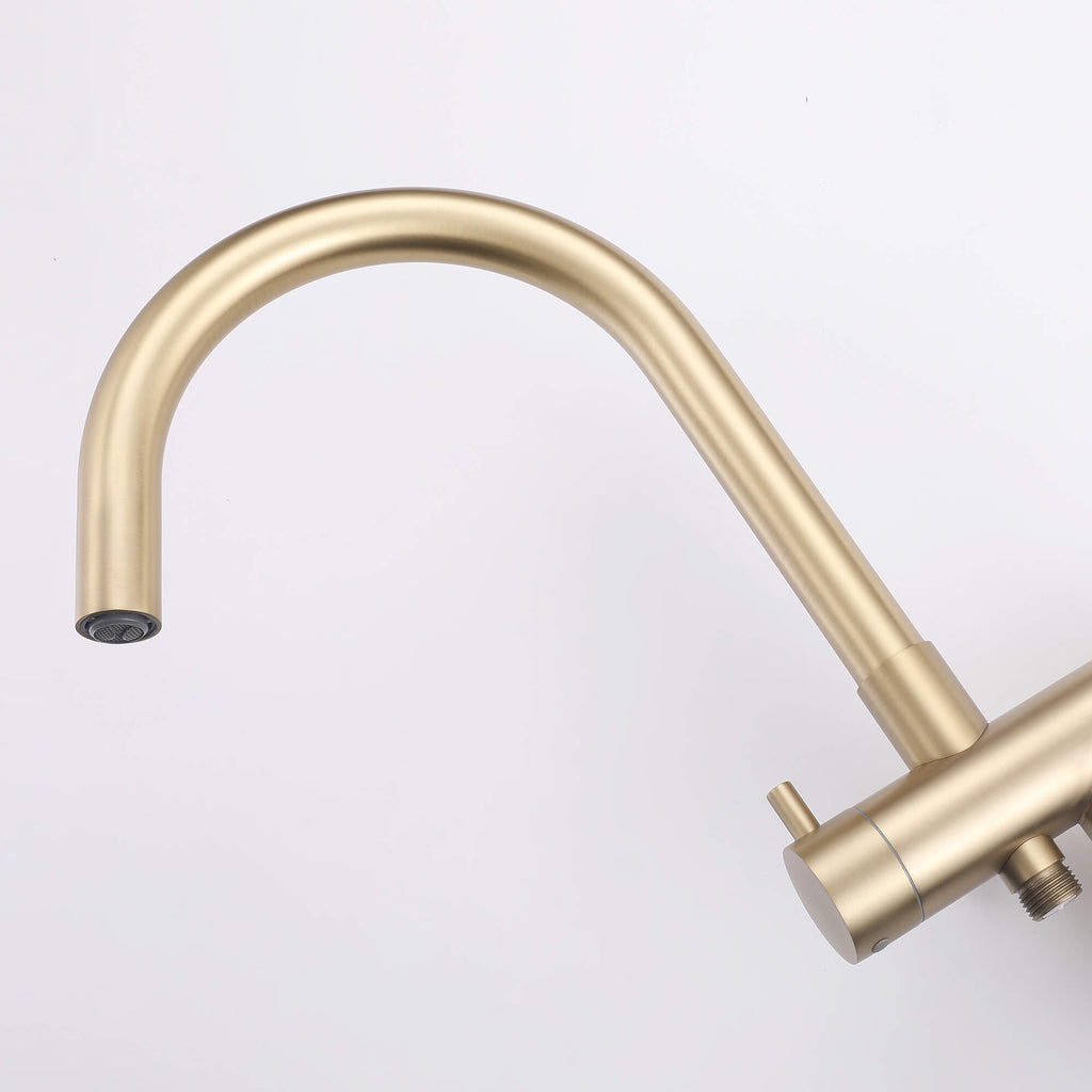 316 Stainless Steel Gooseneck Freestanding Tub Faucet with Thermostatic Control & High-Flow Spout