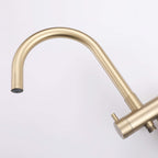 316 Stainless Steel Gooseneck Freestanding Tub Faucet with Thermostatic Control & High-Flow Spout